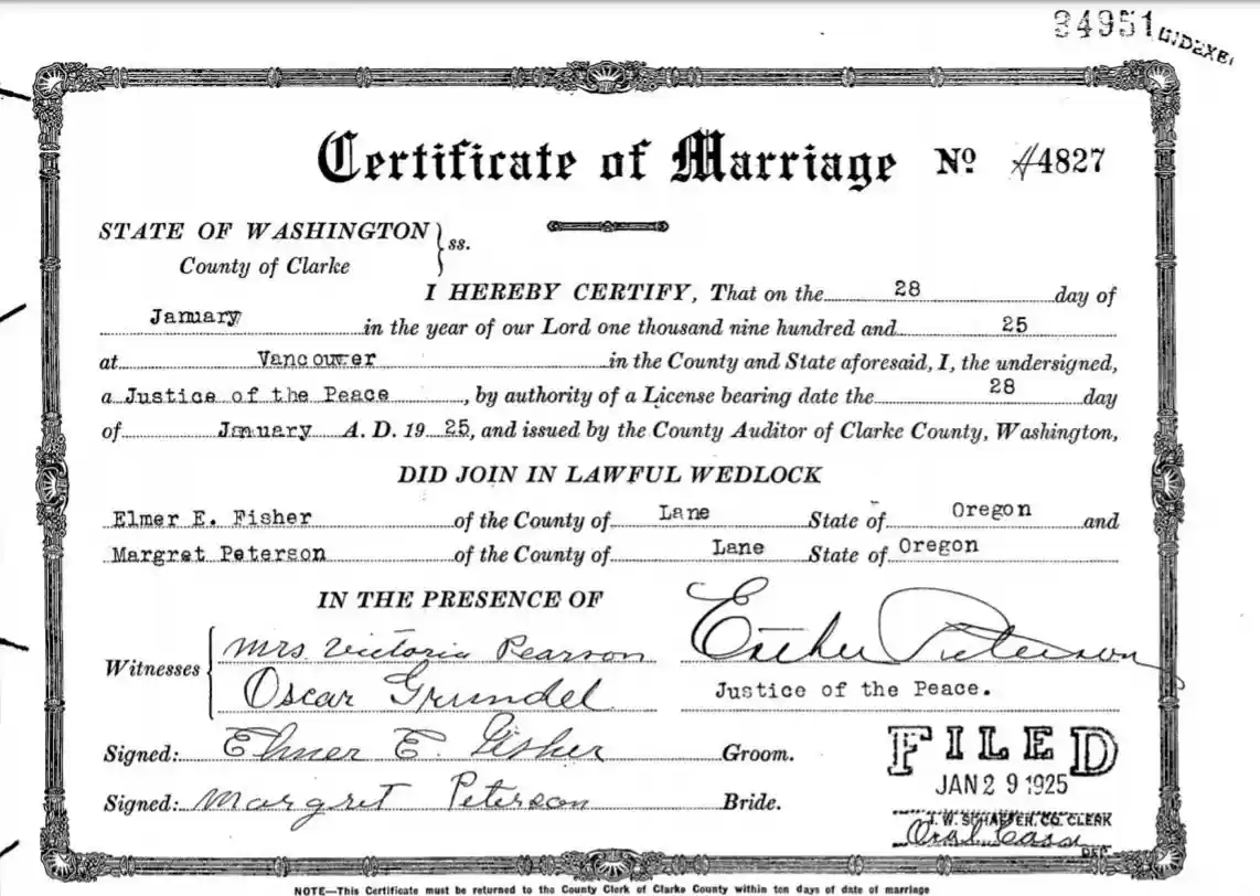 Marriage certificate